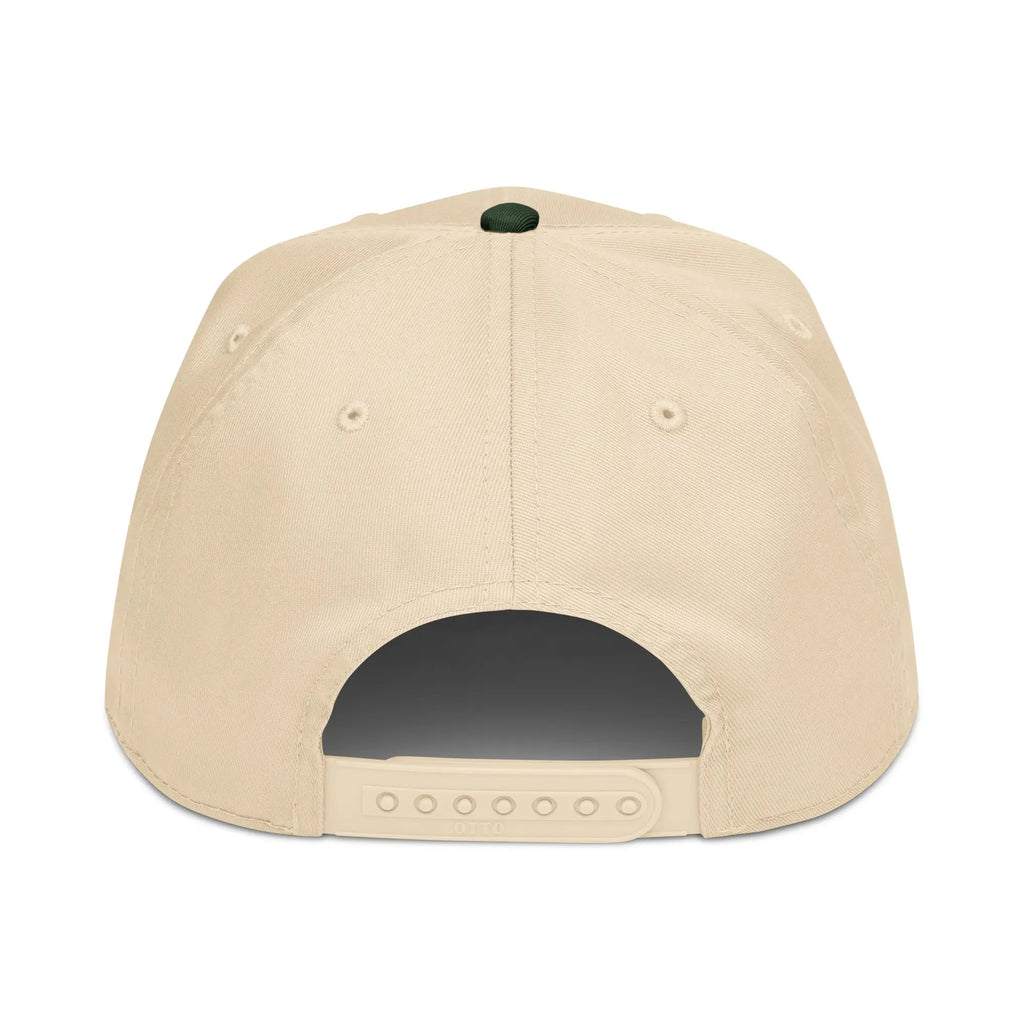 Embroidered Forest Snapback Golf Cap - Two Tone Dark Green/Natural