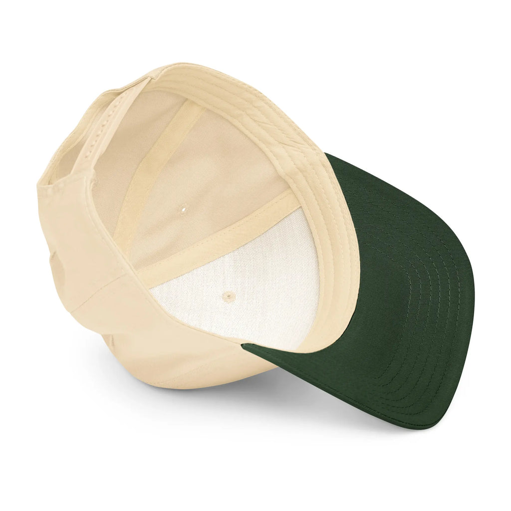 Embroidered Forest Snapback Golf Cap - Two Tone Dark Green/Natural