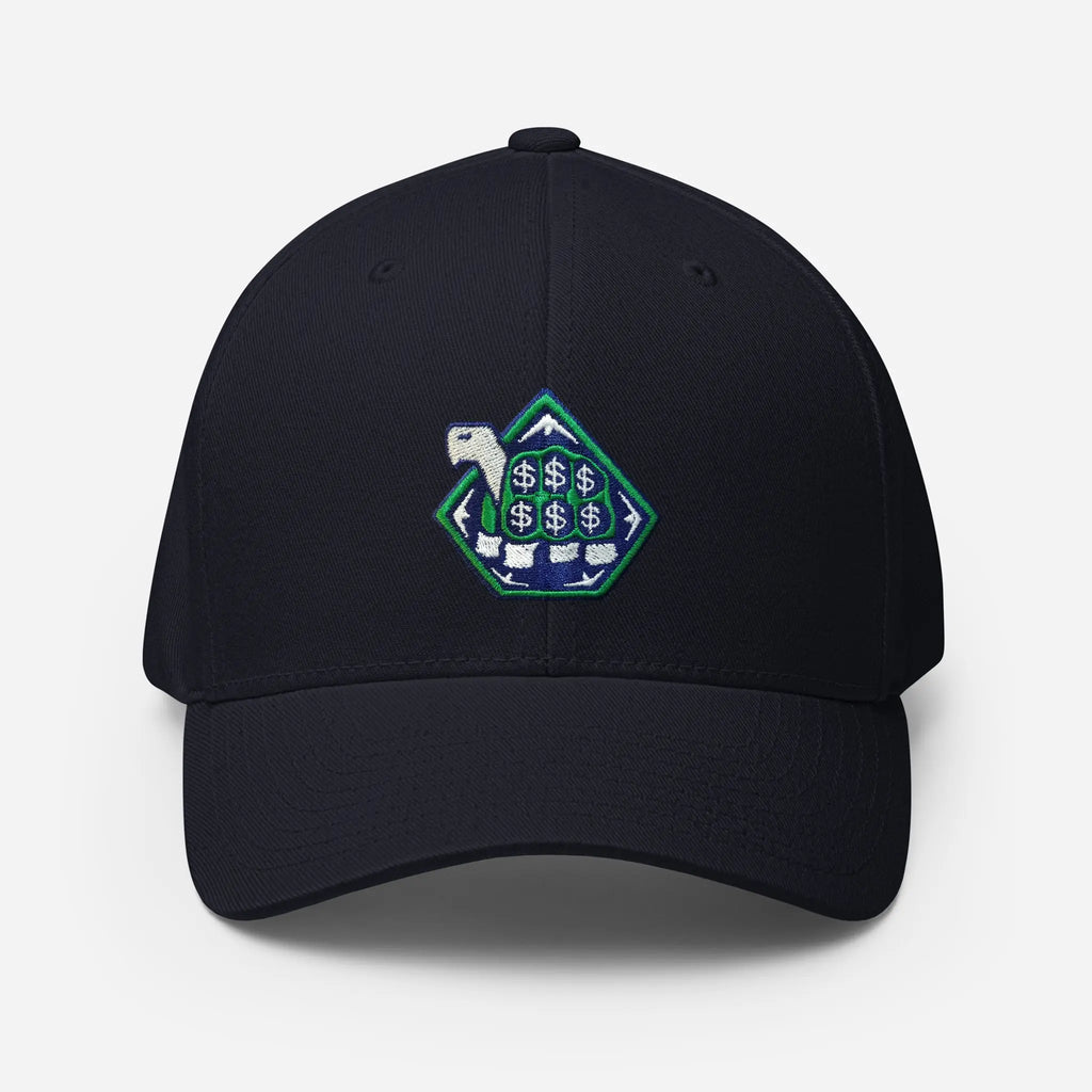 Embroidered Yachter Fitted Golf Cap - Navy