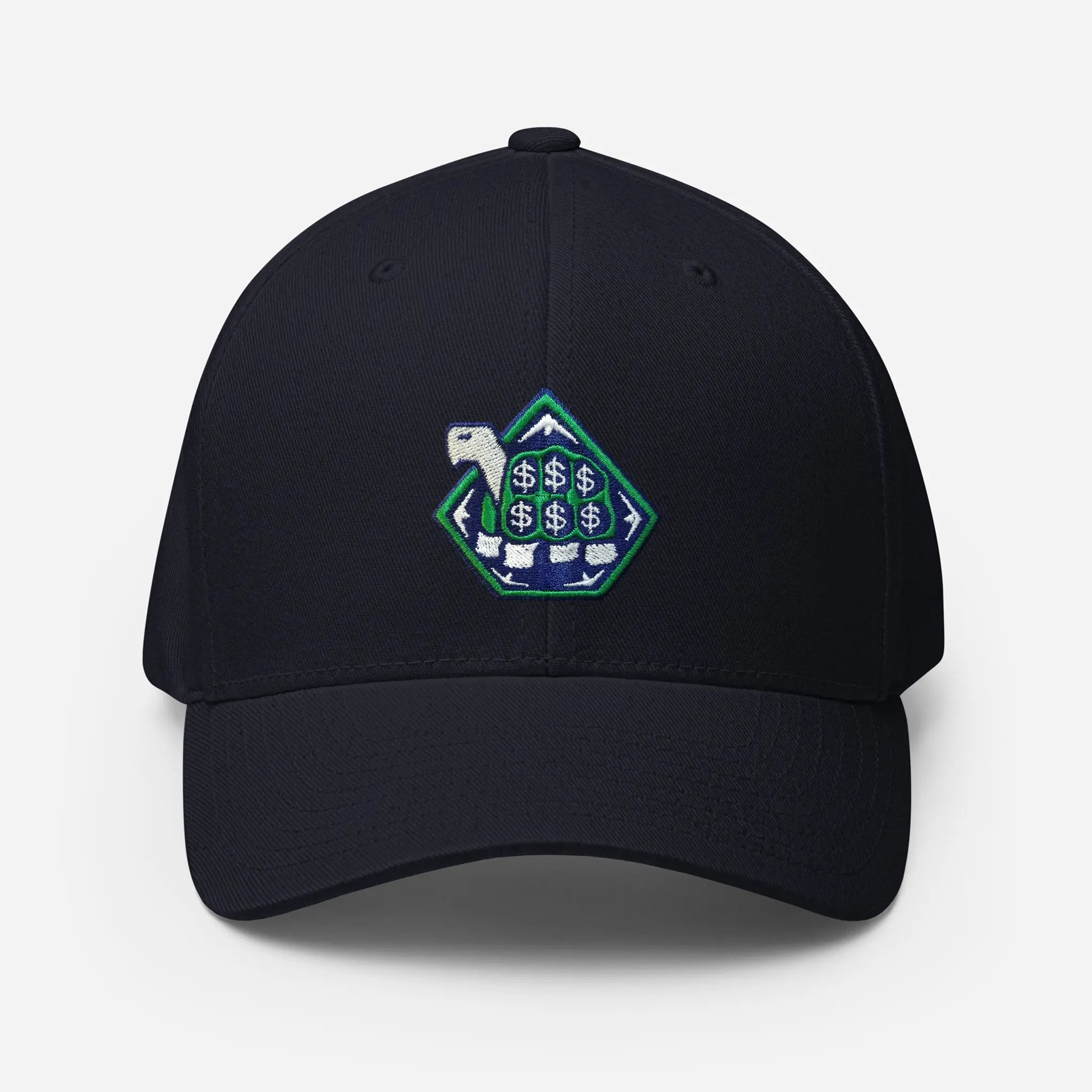 Embroidered Yachter Fitted Golf Cap - Navy