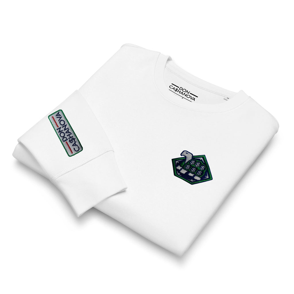 Men's Embroidered Yachter Mid-Weight Organic Sweatshirt - White